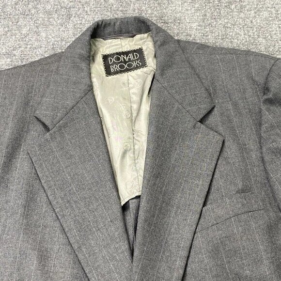 Vintage Donald Brooks Blazer Mens 44R Gray Pinstripe Wool ACWA Union USA 60s 70s - Picture 3 of 15